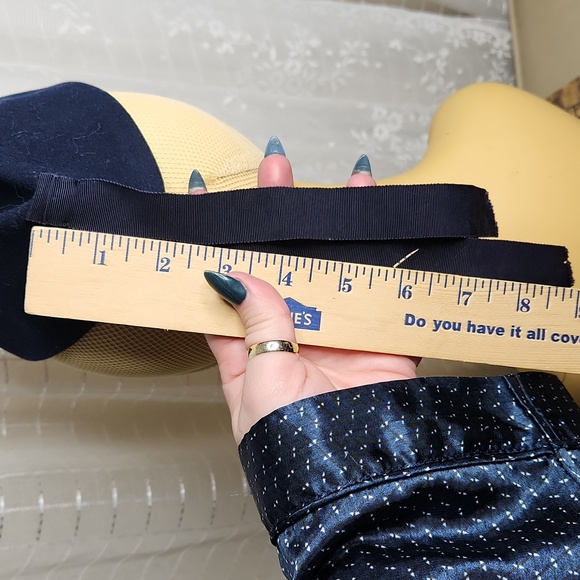 Vintage Midcentury 40s 50s navy blue felt tilt hat - Picture 5 of 8